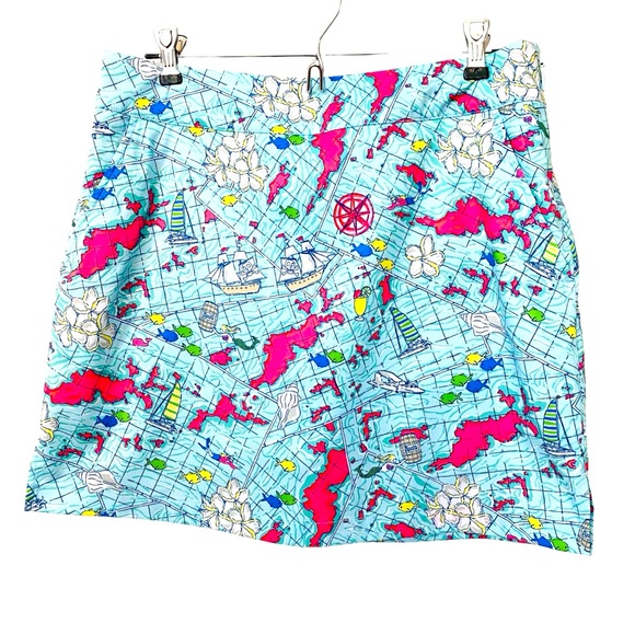 Vineyard Vines Pants - Vineyard Vines Crystal Blue Pink Stretch BVI Print Golf Shorts Skort Skirt Sz 4